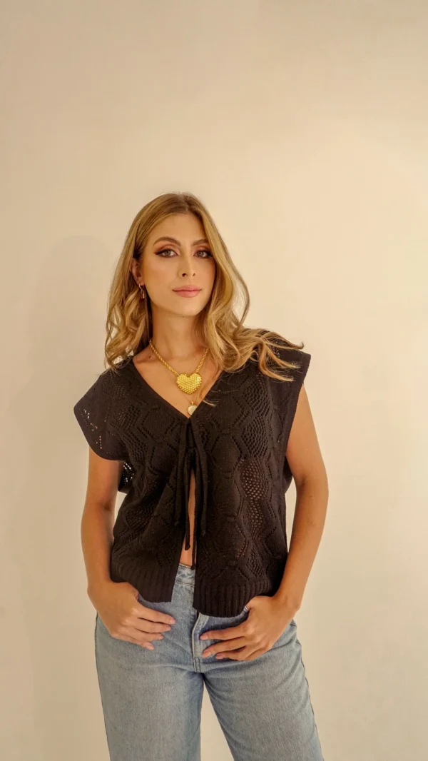 Chaleco tejido abierto para mujer