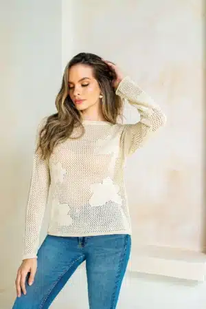 Buzo tejido floral