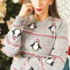 Buzo Gris Pingüino navideño (Aguinaldo)